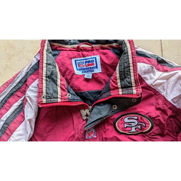 San Francisco 49ers 90s STARTER puffer Triple logo jacket L red NFL vintage